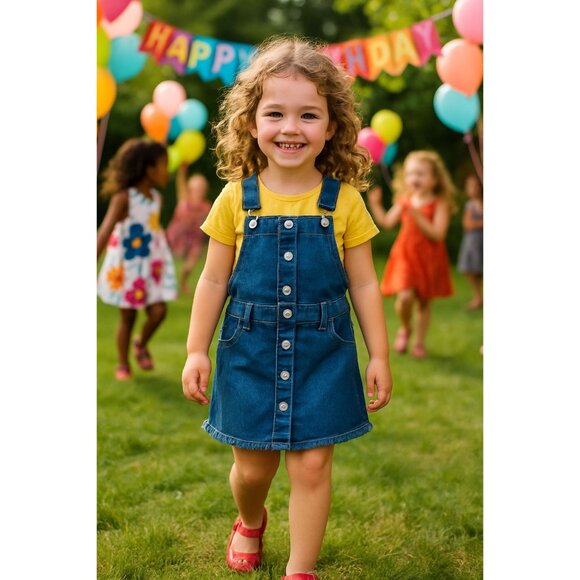 Jordache 4T Dark Wash Denim Dress Toddler Girl Streetwear Y2K Core Mini - Picture 4 of 13